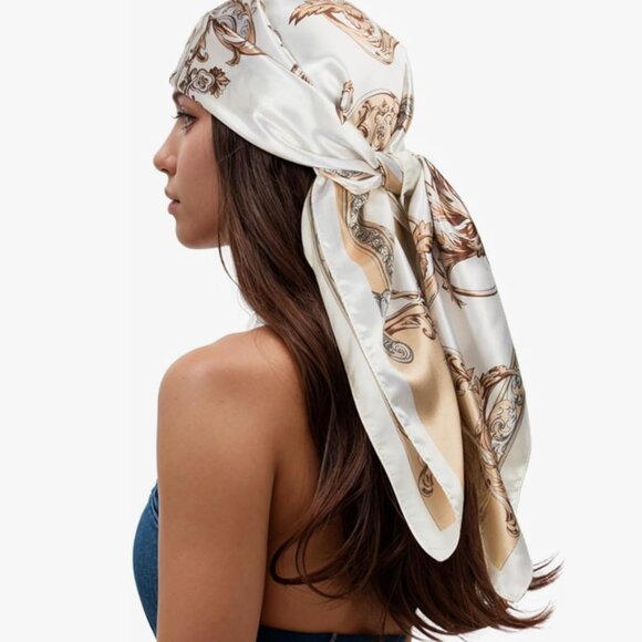 Luxe Printed Head Scarf for Women – Silky Soft Square Scarf (35\